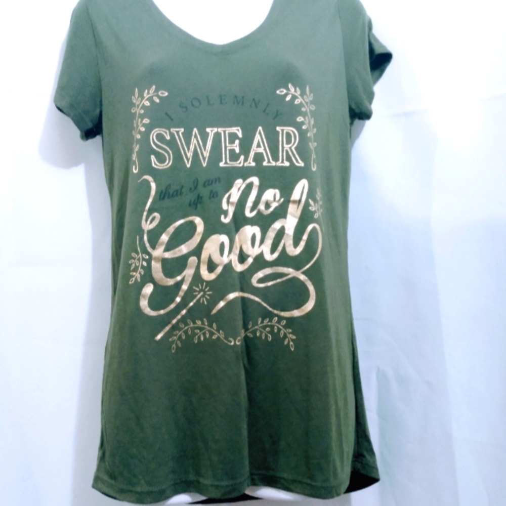 HARRY POTTER "I SOLEMNLY SWEAR" GREEN SS SHIRT SZ MEDIUM